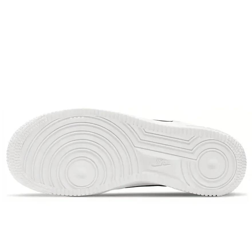 Nike Air Force 1 Leather Comfortable Anti-slip Shock Absorption Low Top Kids Board Shoes Black White Teenagers