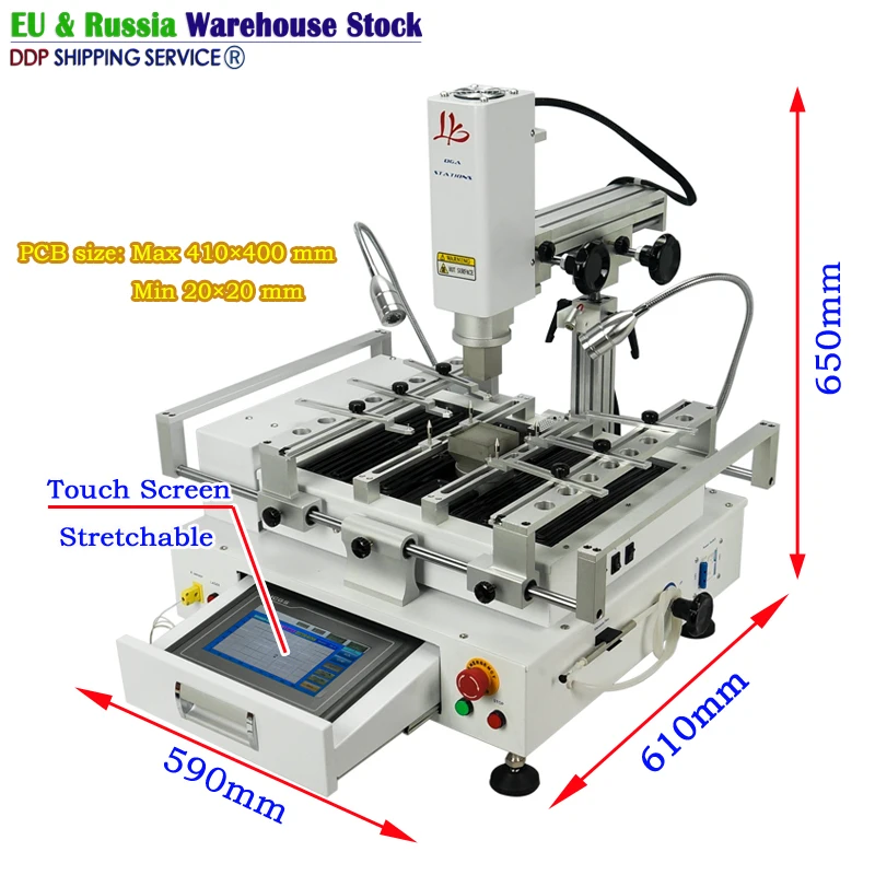 

New Version LY R690 V.3 BGA Rework Station 3 Zones Hot Air Solder Stations Touch Screen with Laser Point 4300W EU Plug 220V