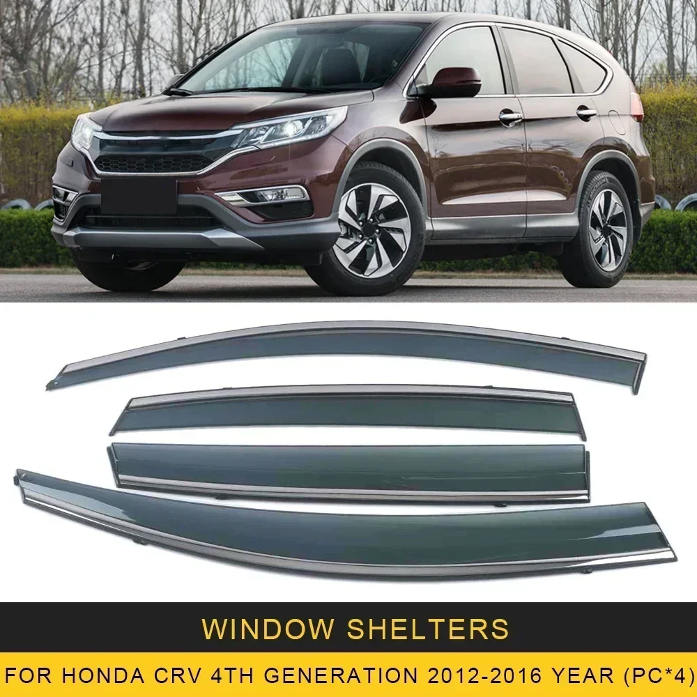 

Хромированные полоски, защита от дождя для HONDA CRV 4-го поколения 2012-2016, оконный козырек, ветровые дефлекторы, дверной козырек, вентиляционные шторы