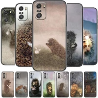 hedgehog in the fog for xiaomi redmi note 10s 10 9t 9s 9 8t 8 7s 7 6 5a 5 pro max soft black phone case