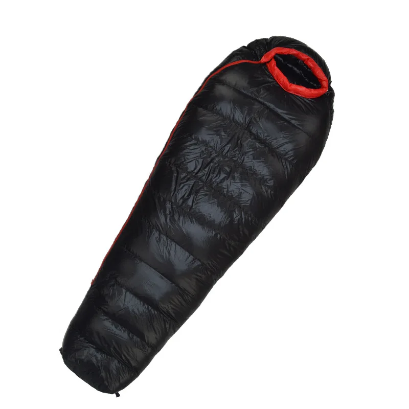 

Outdoor Warm White Duck Down Filled Adult Mummy Style Sleeping Bag Fit for Winter 4 Kinds of Thickness Travel Camping