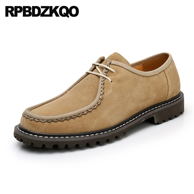 

Классические туфли на шнуровке в стиле ретро, туфли дерби из натуральной кожи на плоской подошве, с круглым носком, Прошитые однотонные мужские прочные нескользящие туфли Goodyear из нубука