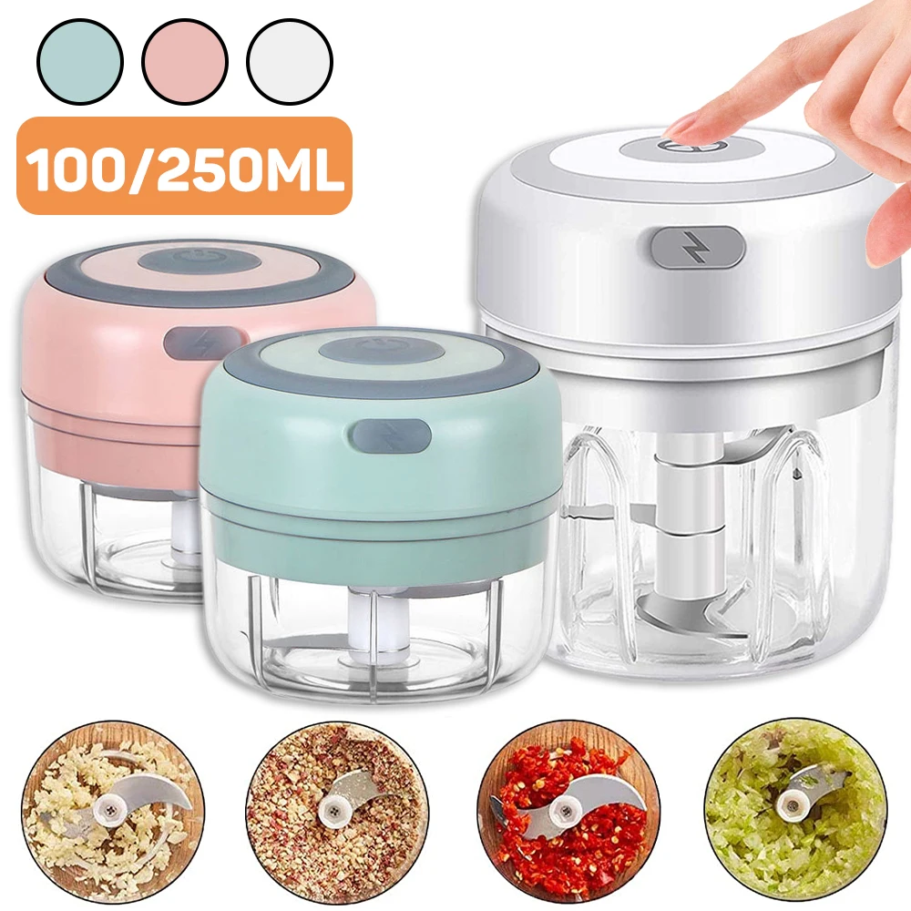 

Mini Electric Garlic Chopper Vegetable Chili Meat Ginger Masher Machine Sturdy Durable USB Charging Blenders Kitchen 100/250mL