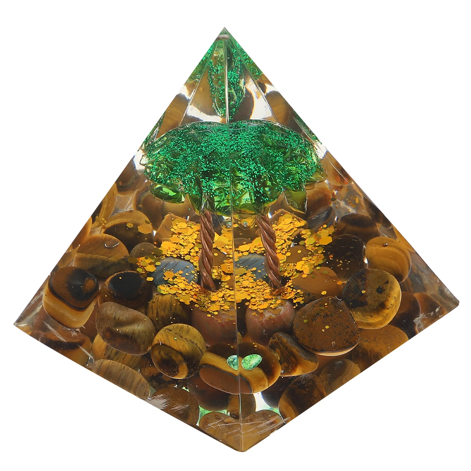 

Beautiful Desktop Pyramid Craft Ornament Crystal Pyramid Adorn with Obsidian
