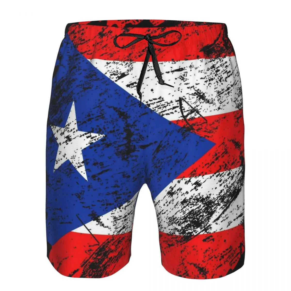 Мужские пляжные шорты в Пуэрто-Рико винтажные с принтом флага страны карманами