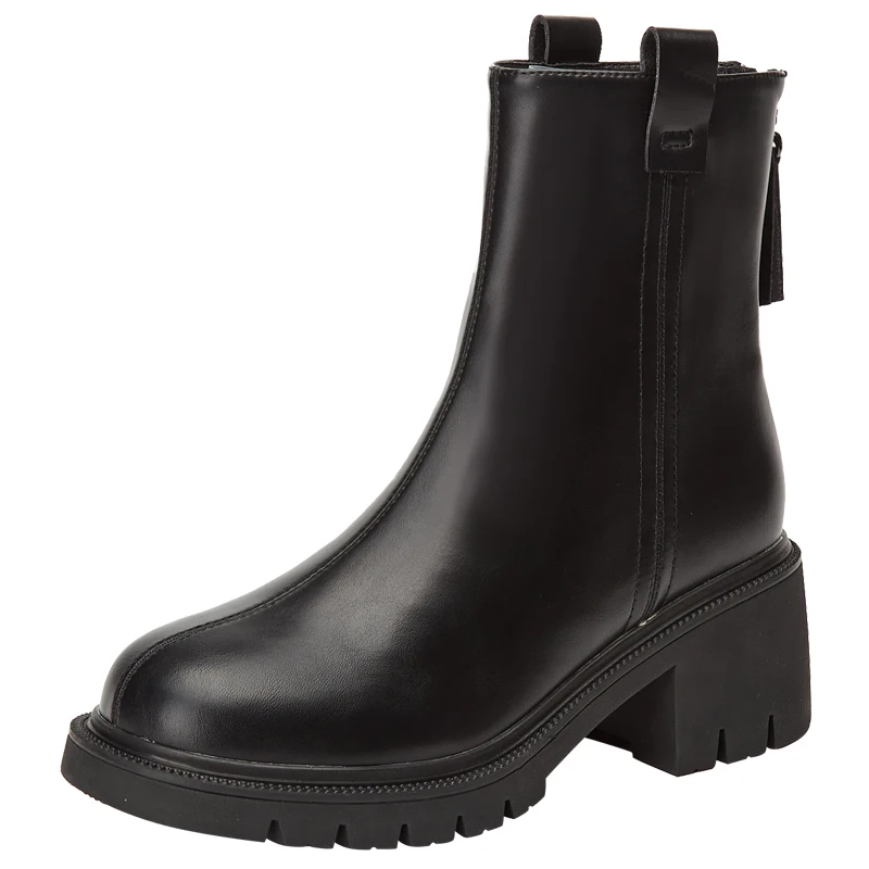 

Casual Back Zip Fashion Boots 2022 Autumn New British Style French Thick Bottom Increase High Hundred With Short Boots Female