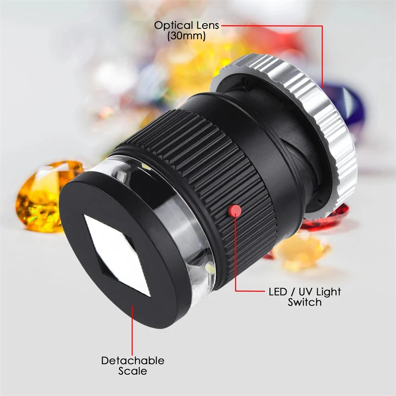 10x20 мм весы лупа УФ-светодиодное освещение увеличительное стекло для ювелира