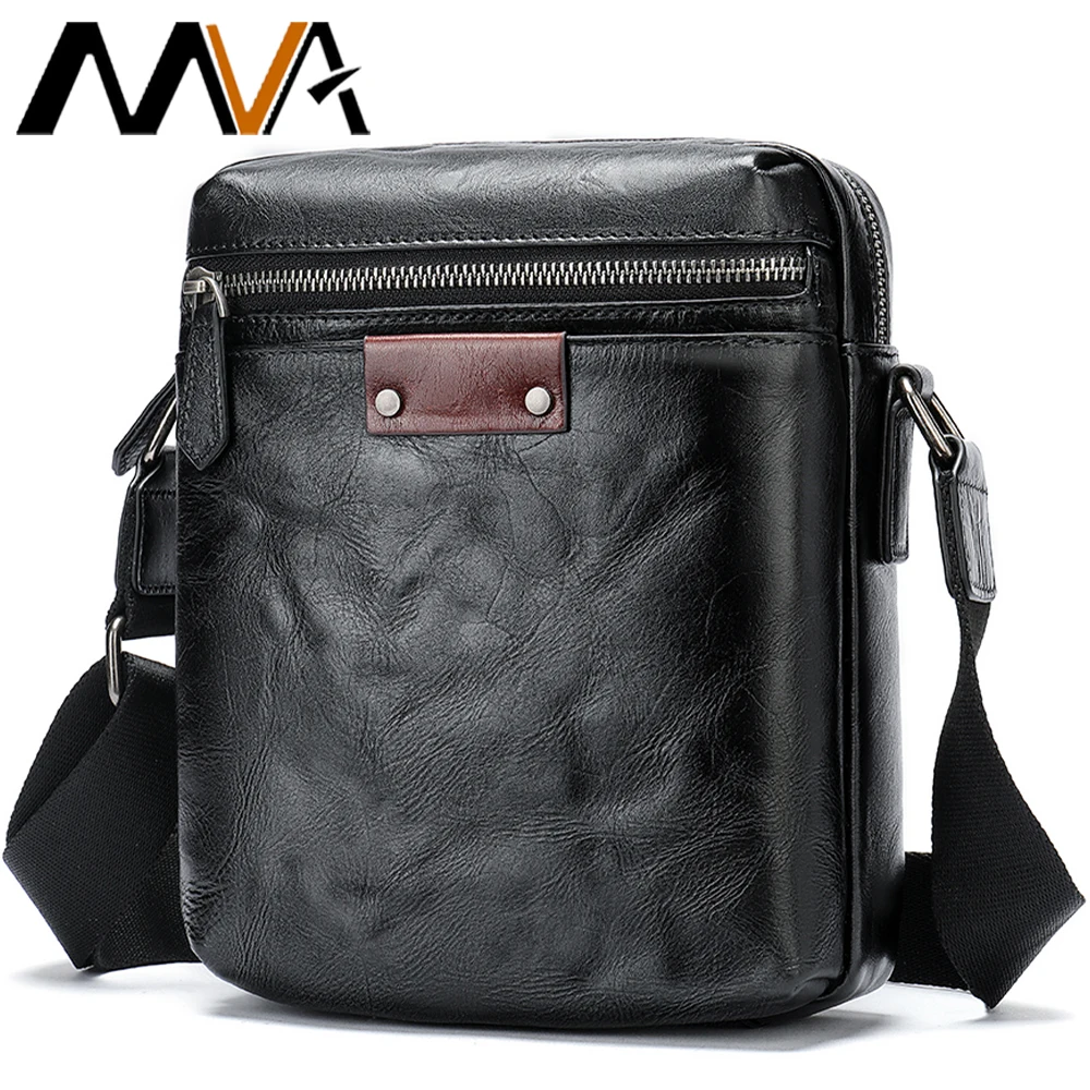 MVA Fashion Men Messenger Bags Genuine Leather Cell Phone Shoulder Bag Man Bag Small Crossbody Pack  Waterproof Handbag New In