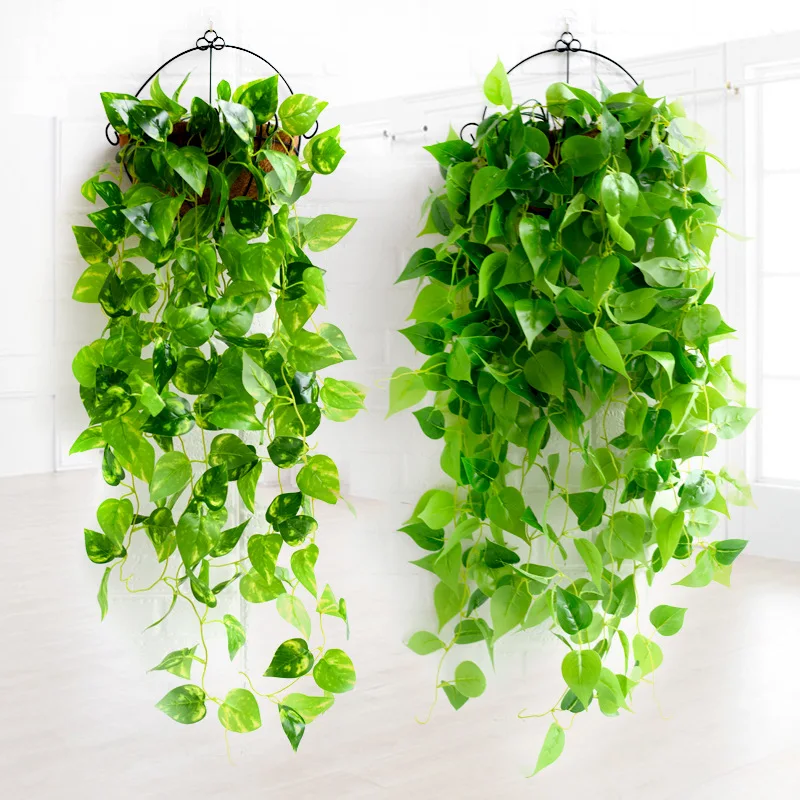

Artificial Green Plant Vines Wall Hanging Rattan Leaves Vine Branches Outdoor Garden Home Decoration Plastic Fake Leaf Plant Ivy