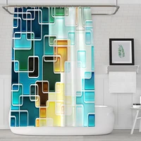 abstract geometric shower curtains colorful gradient waterproof fabric bathroom decor mosaic bath curtain with 12 hooks