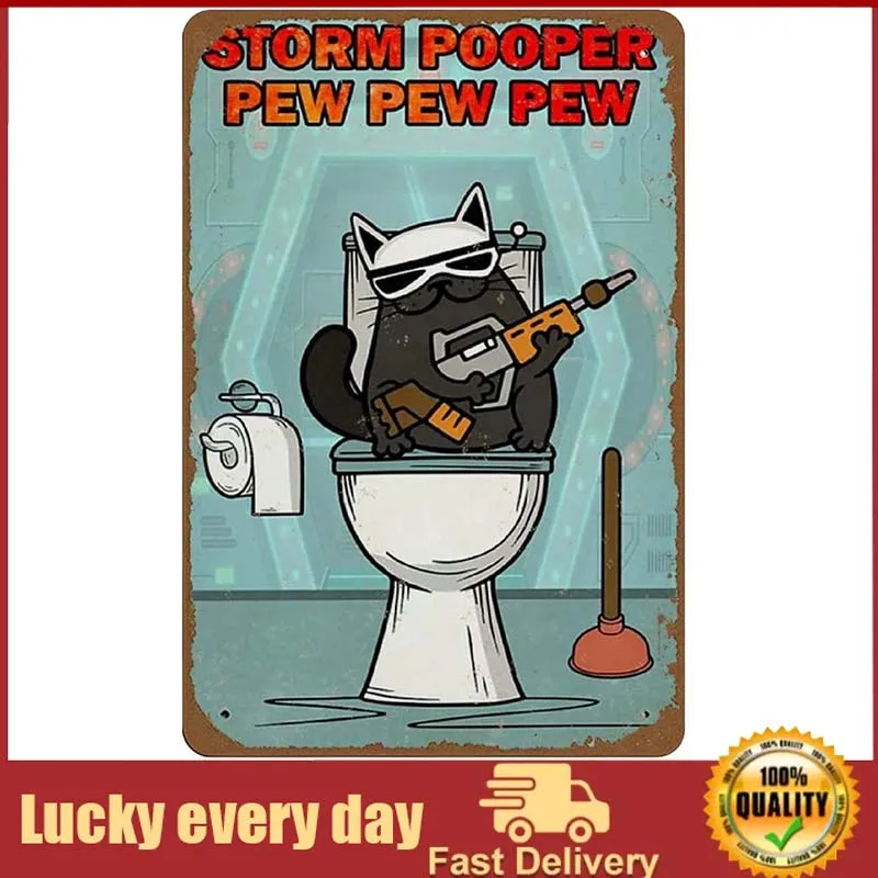 

Cat Storm Pooper Pew Pew Pew Poster Novelty Tin Sign Metal Poster Wall Funny Man Cave Cool Wall Door Plaque New Warning Sign