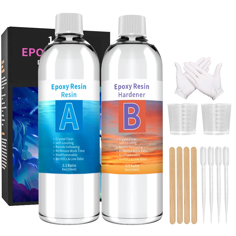 Crystal Epoxy Resin Kit AB Glue Hard Glue DIY Supplies For Art Casting Resin Molds Adhesives Resin Jewelry Making Glue Set 2022
