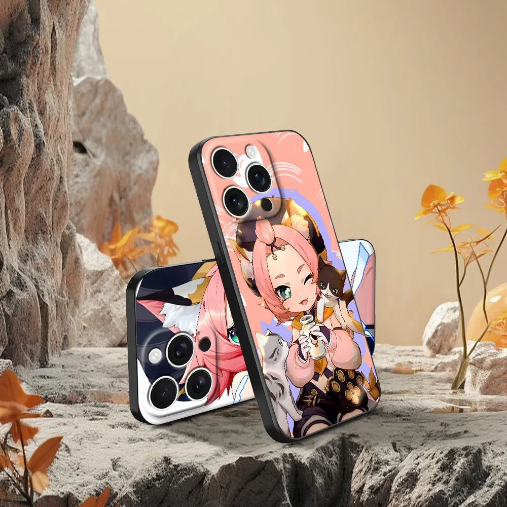 Фото Чехол для мобильного телефона iPhone 17 16 13 15 12 Mini 14 Pro Max 11 16e X XR XS 7 8 6 6s Plus 5s, черный, из ТПУ, с дизайном Genshin Impact Diona №2