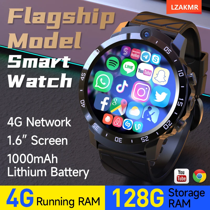 

2023 NEW MT27 Smart Watch For Men 1.6" Screen 4G Network 1000mAh Battery APP Installation Message Reminder Multiple Motor Modes