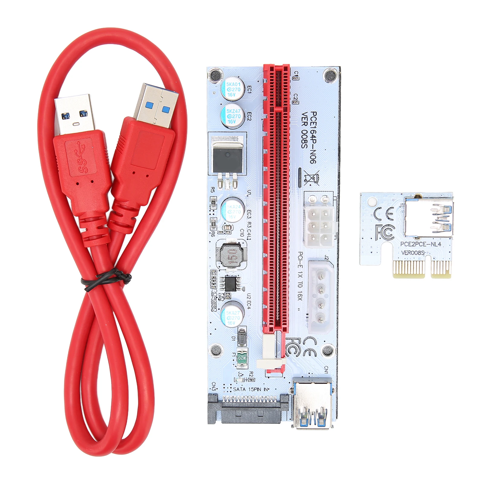 

PCIE Riser Adapter Card 1X to 16X 3 Interface Easy Operation Stable Riser Extension Cable