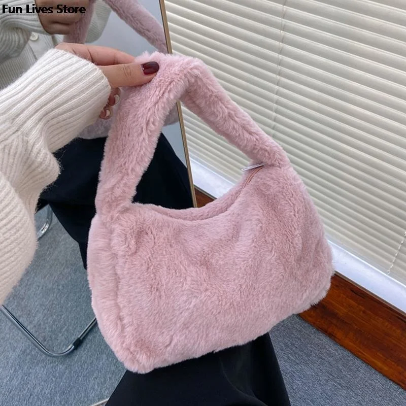 

Soft Plush Handbags Women Winter Warm Shoulder Bags Phone Money Storage Purse Wedding Totes bolso Fashion Clutches Wallet