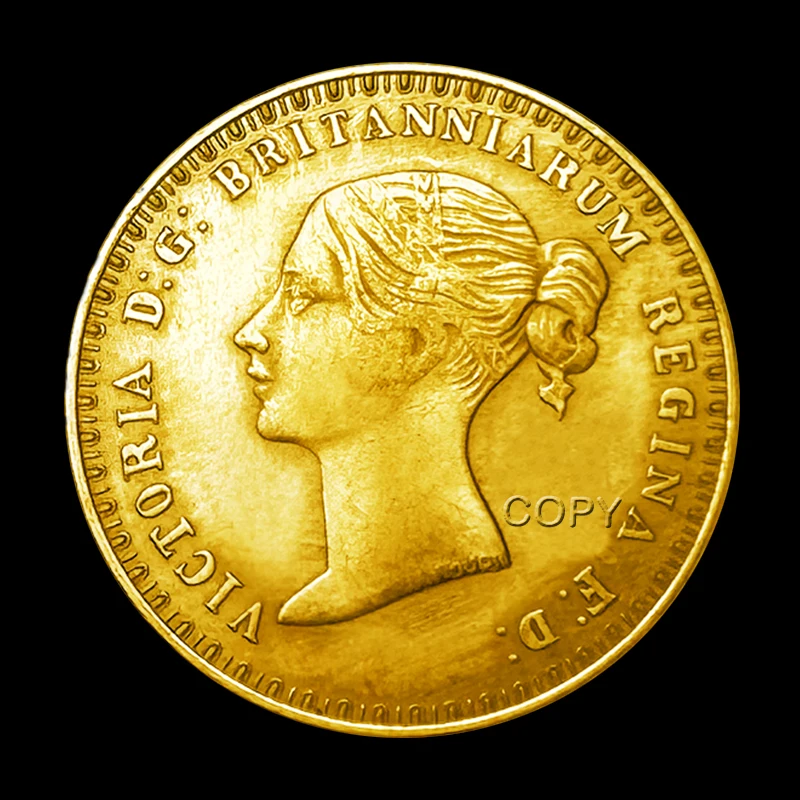 Великобритания 1839 Королева Виктория Youna и золотая монета в виде льва медаль для