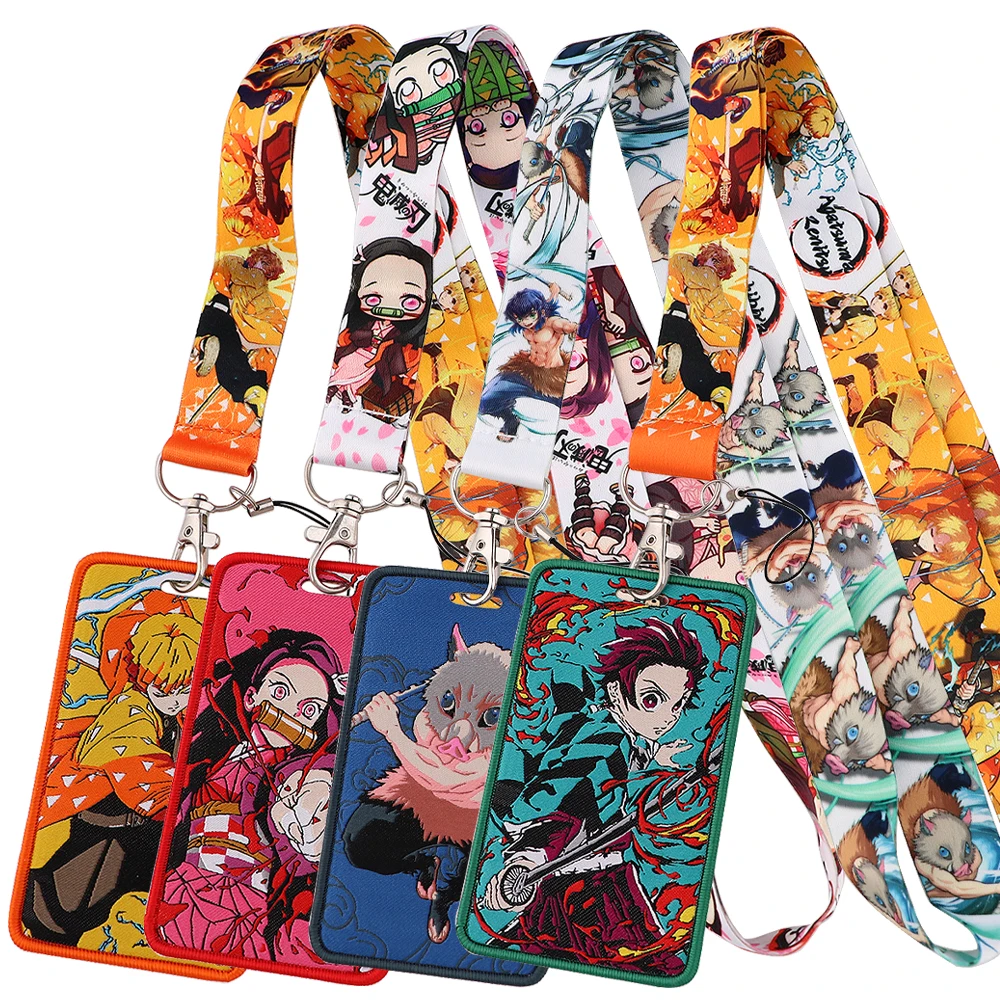 

Anime Card Holder Cool Neck Strap Lanyards Keychain Embroidery ID Credit Card Cover Keyrings Lanyard Gifts for Fans