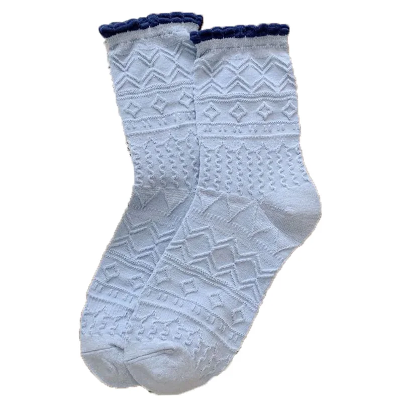 5 Pair Women Socks Wholesale Lot Geometric Patterns Winter Long Cotton Lolita Fashion Socks Set Girl Style Kawaii Sokken Vrouwen