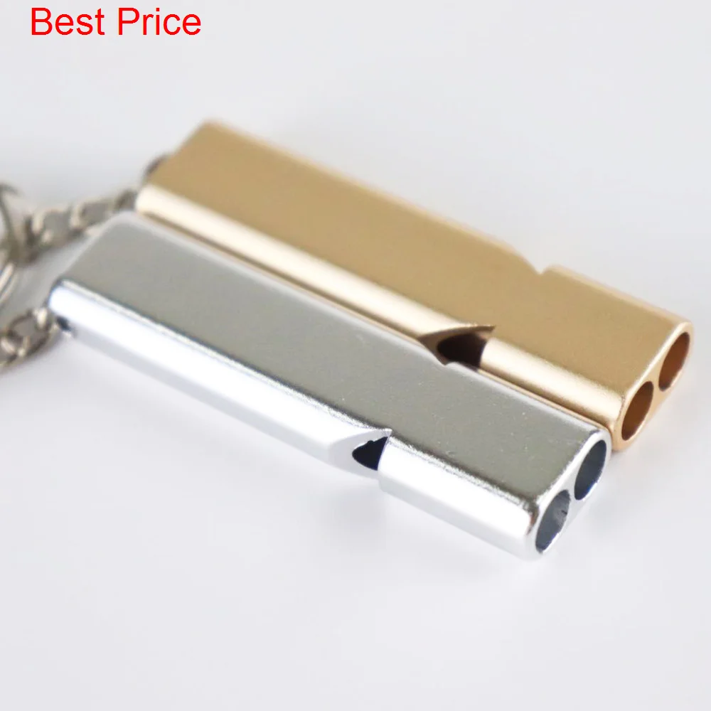 

200Pcs Flat Metal Double Frequency Survival Whistle Double Tube High Frequency Metal Outdoor Survival Whistle