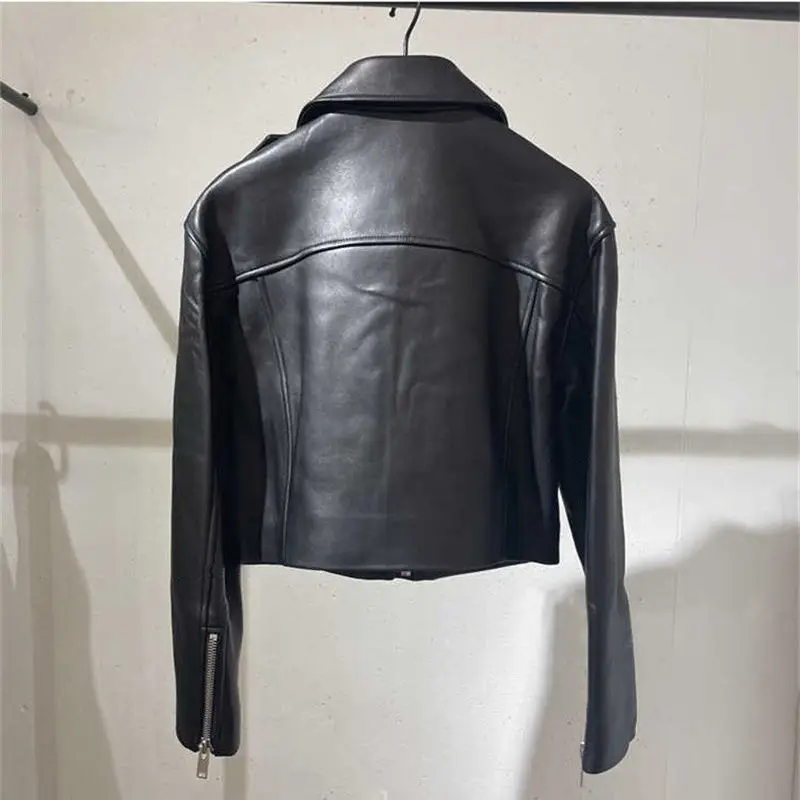 POLO collar jacket of 2022 autumn and winter  short PU motorcycle leather coat, women  winter jacket women  Faux Leather