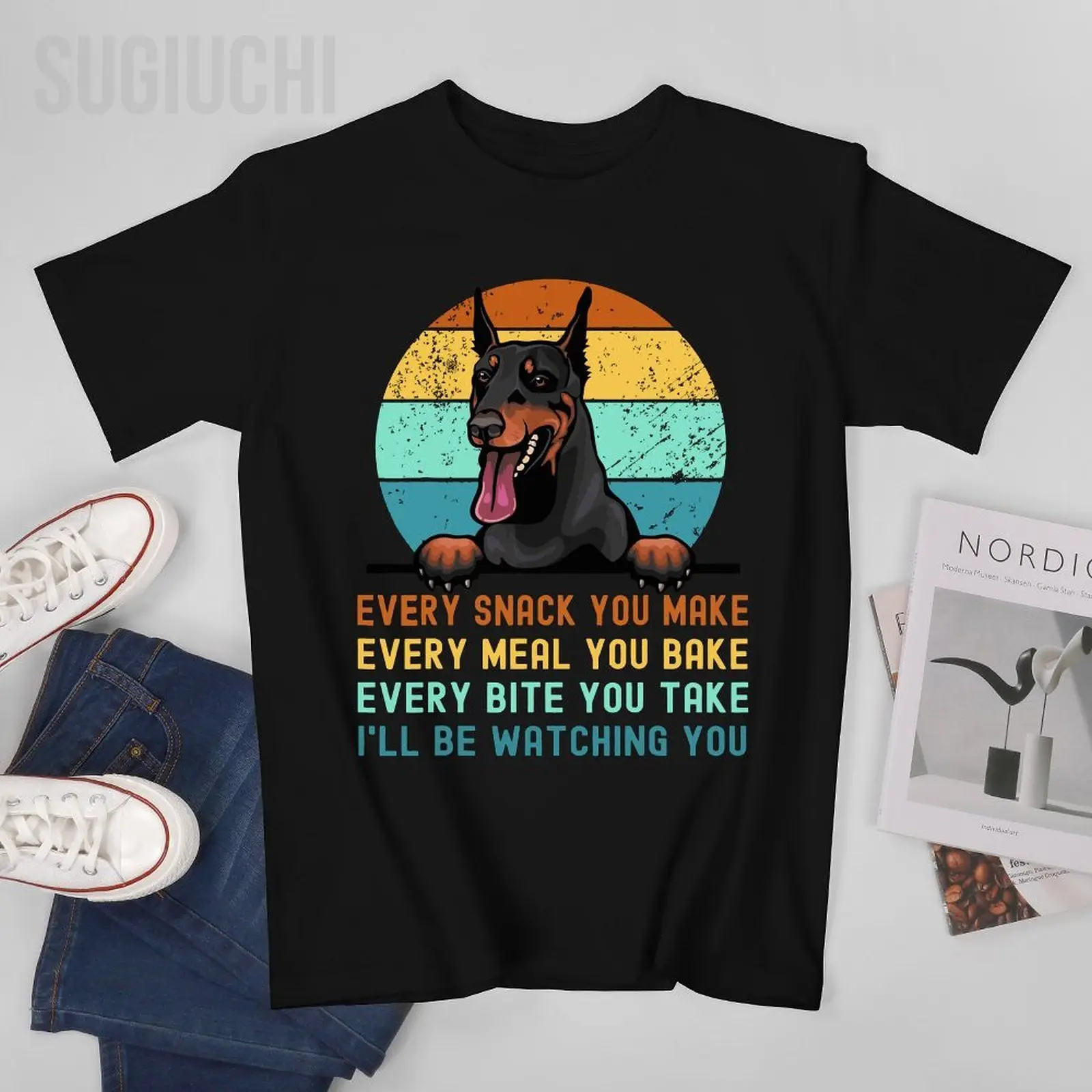 Футболка с надписью Doberman для мужчин и женщин, 100% хлопок