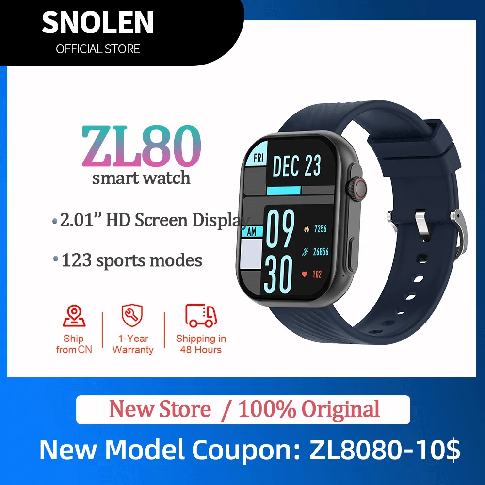 

2023 New Smartwatch ZL80 Men Full Touch Screen Sport Fitness Watch IP67 Waterproof Bluetooth For Android ios smartwatch Men+box