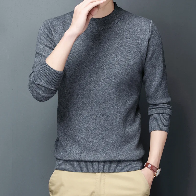 Sweater Men's Half High Collar Spring and Autumn New Trend Mid Collar Thickened Winter Bottoming Sweater Sweater Coat
