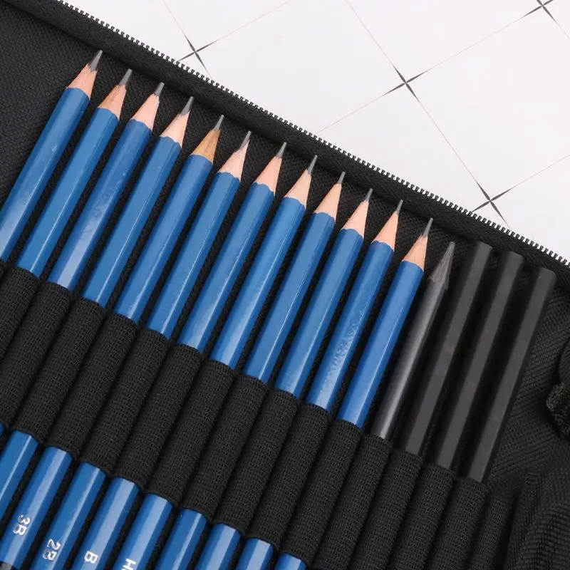 

32Pcs Professional Drawing Artist Kit Pencils Sketch Charcoal Art Craft With Car