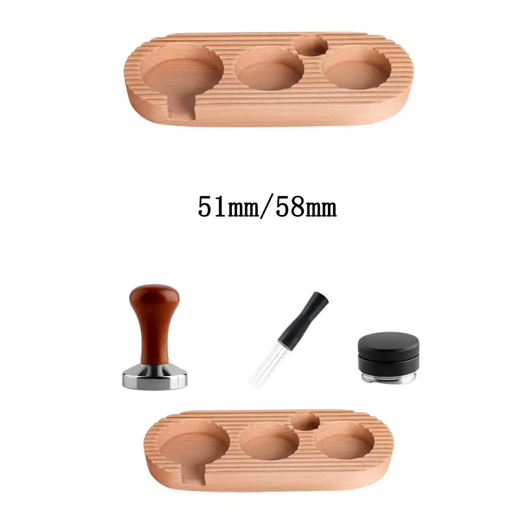 

Coffee Tamper Holder 51mm 58mm Tamping 4 Slots Wooden Tidy Press Holder Organizer Mat for Office Home Cafe Kitchen Espresso