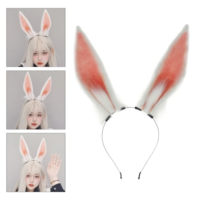 

Plush Bunny Ear Shape Hair Hoop Woman Teenagers Makeup Headband for Easter Halloween Carnivals Cosplay Hair Accessories