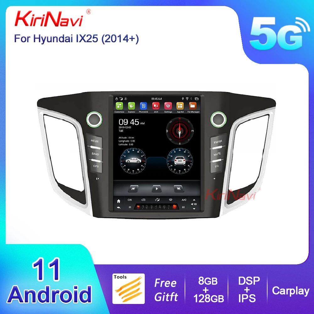

KiriNavi Vertical Screen Tesla Style 10.4" Android 11 Car Radio For Hyundai IX25 Creta Auto GPS DVD Multimedia Player 2014-2020