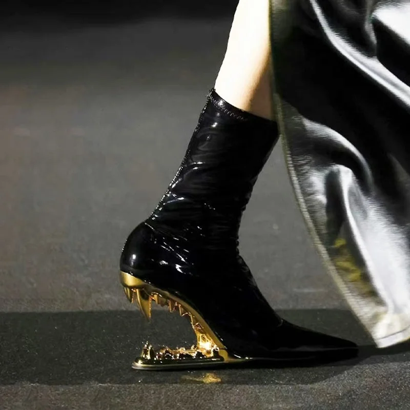 high heel elasticity sock boots sexy pointed toe riding boots fashion design ankle boots for women European pop microfiber pumps