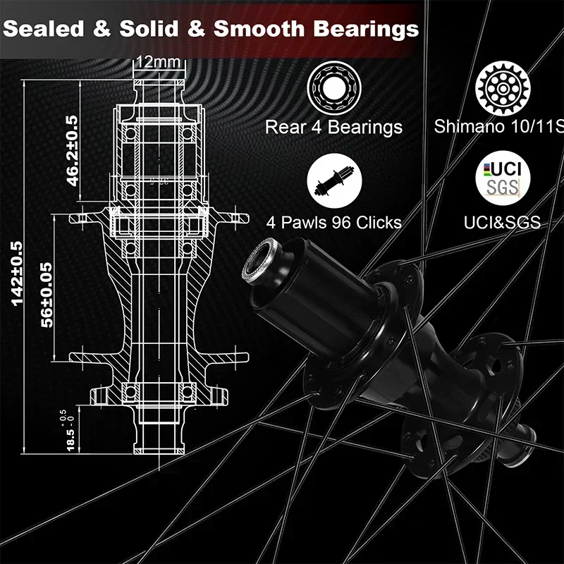 Комплект колес для шоссейного велосипеда BUCKLOS 700C комплект из углеродного волокна