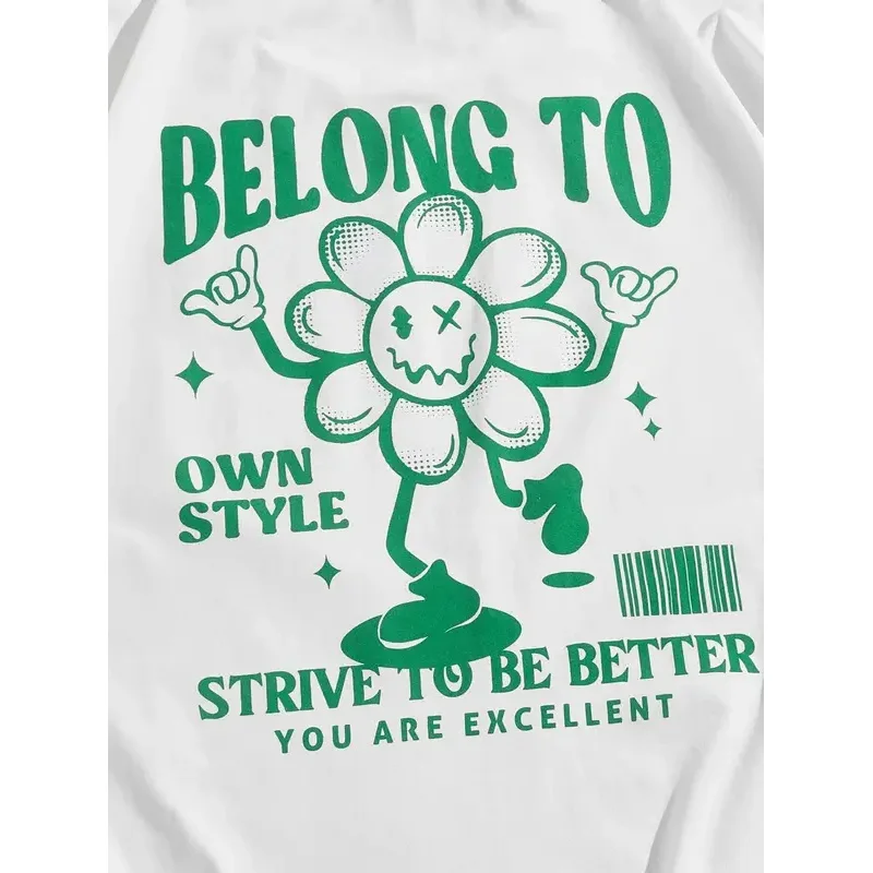 Футболка мужская свободного покроя из хлопка в стиле оверсайз