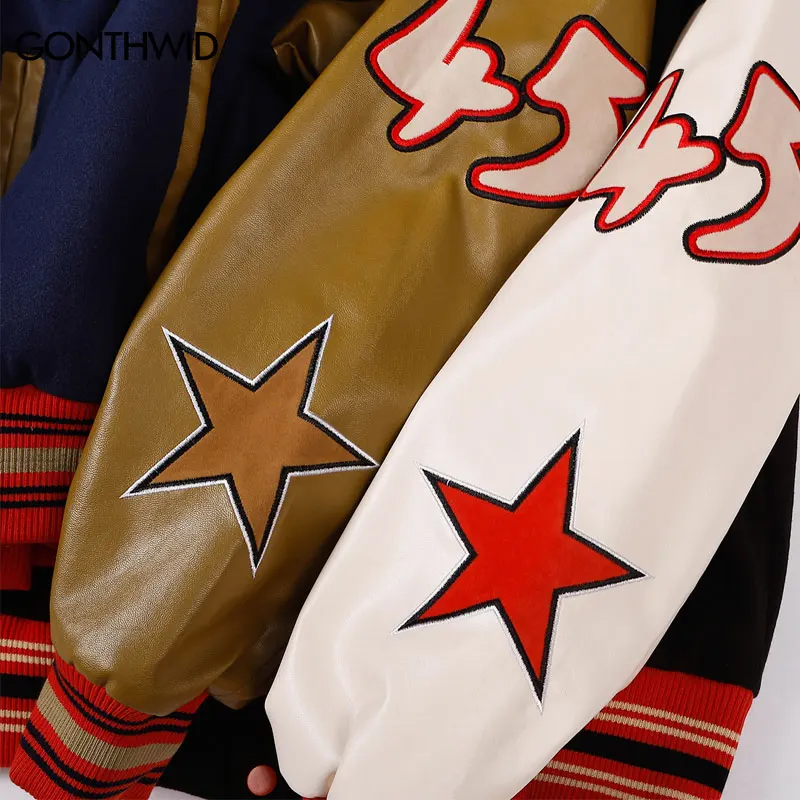 Мужская винтажная Бейсбольная Куртка Varsity куртка-бомбер в стиле пэчворк с