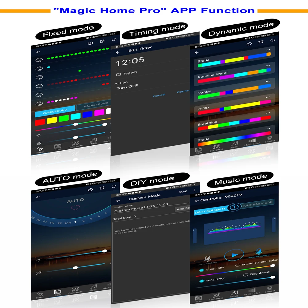 Светодиодная мини светильник лента для управления музыкой Bluetooth RGB индивидуально