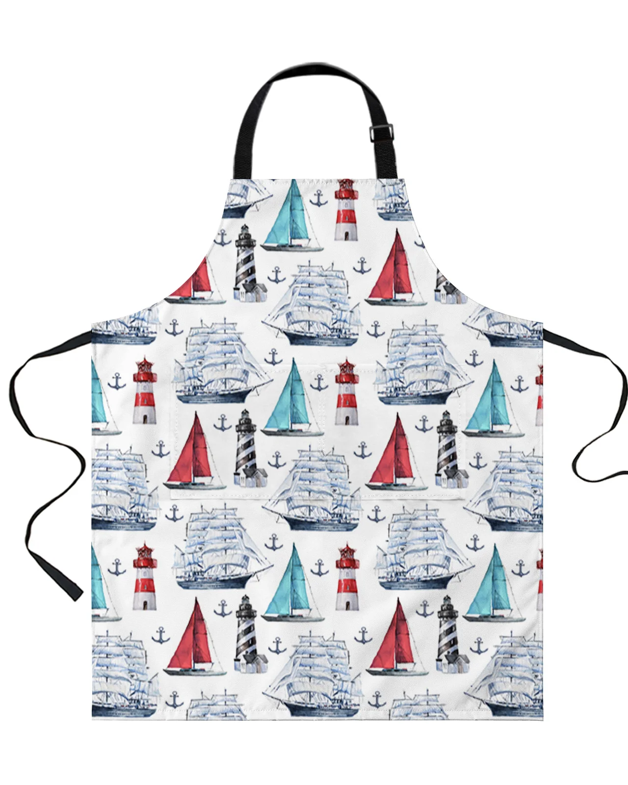 

Ocean Sailing Lighthouse Anchor Apron Waterproof Anti-Oil Sleeveless Useful Things for Kitchen Men Women Home Work Wear