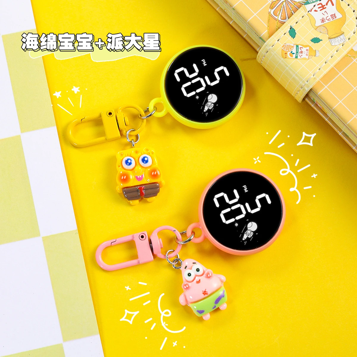 Губка Боб мультяшный брелок маленькие подвесные часы детские электронные