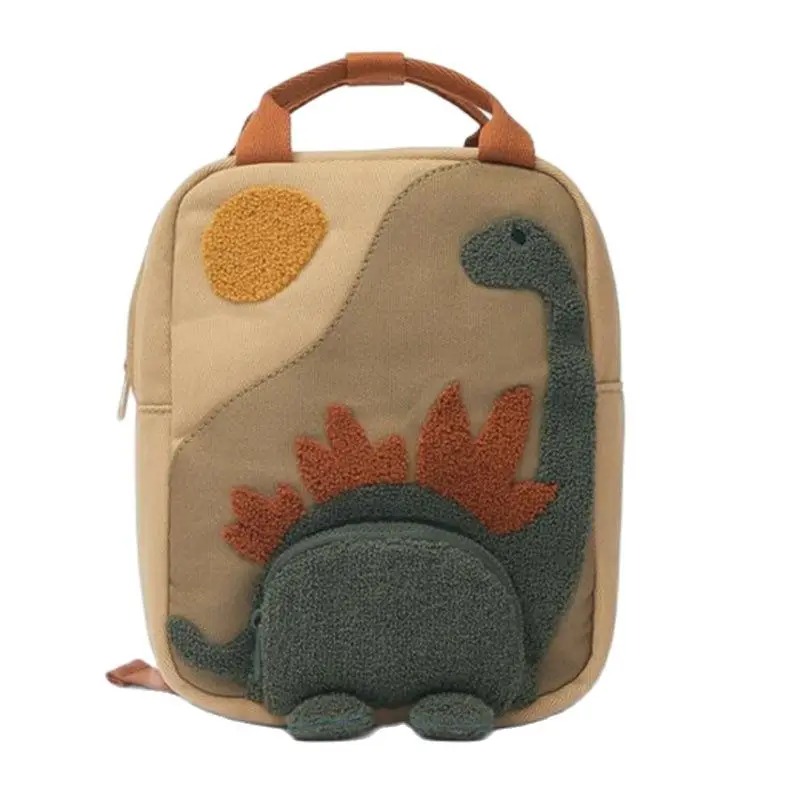 

Baby Backpacks 2-6Y Embroidery Sun Small Dinosaur Backpack Hook Hair Embroidered Cartoon Canvas Kindergarten Children Backpack