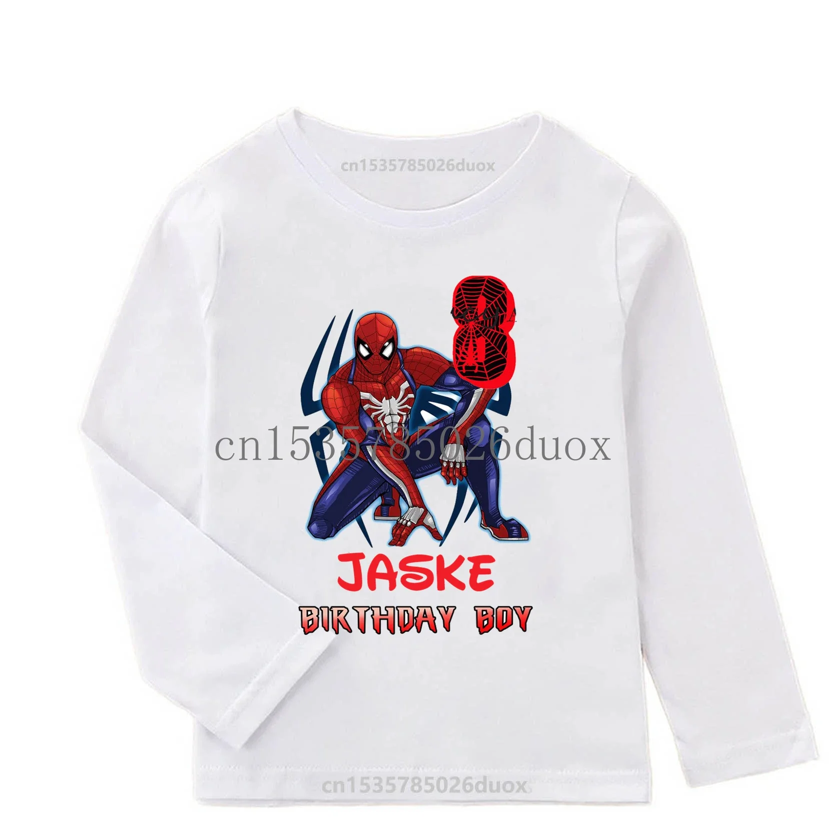 Детская одежда для дня рождения с индивидуальным именем Человек-паук весна-осень