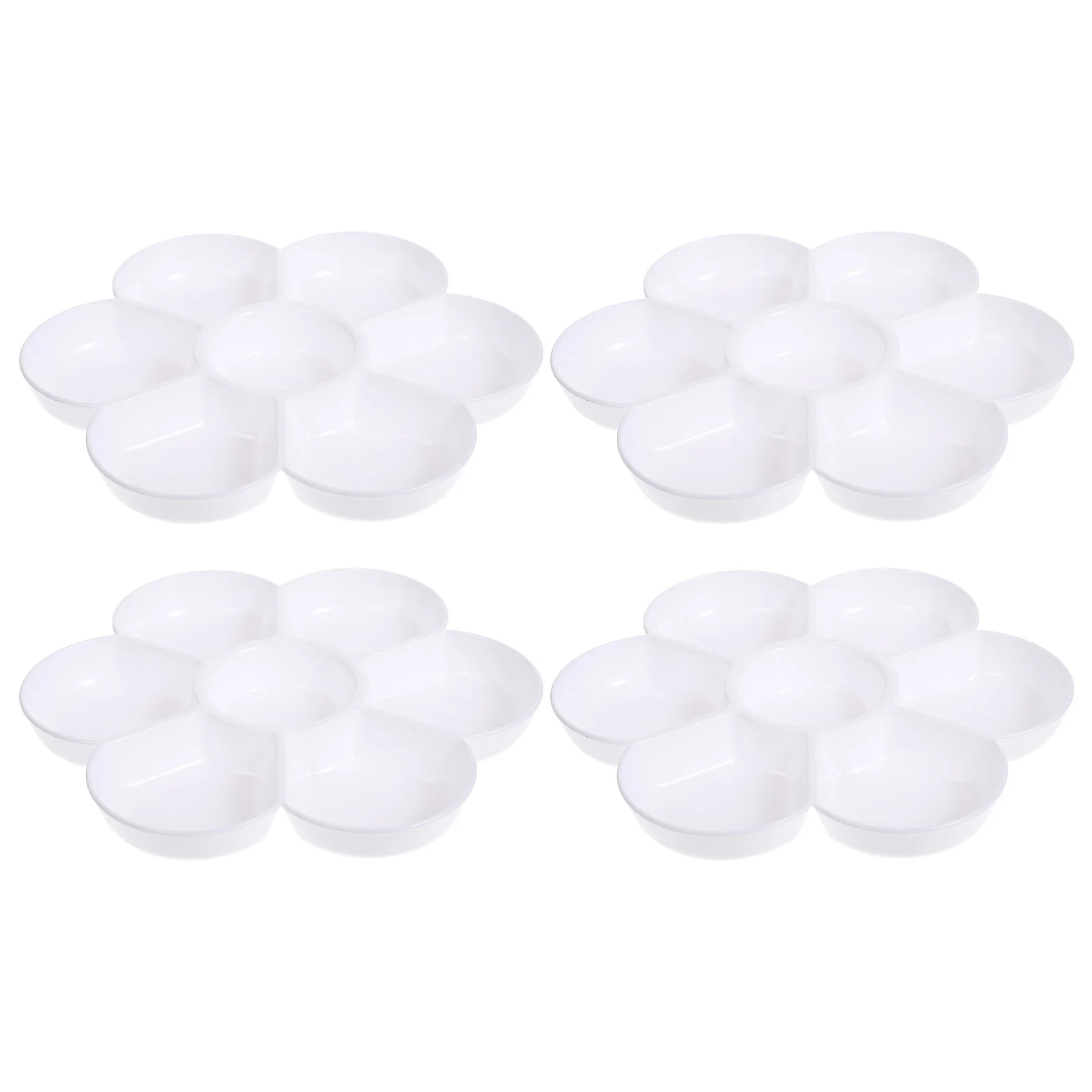 

4pcs Painting Trays Plum Blossom Shaped Imitation Ceramic Pigment Tray Oil Painting Tray Pigment Mixing Plate Gouache Tray