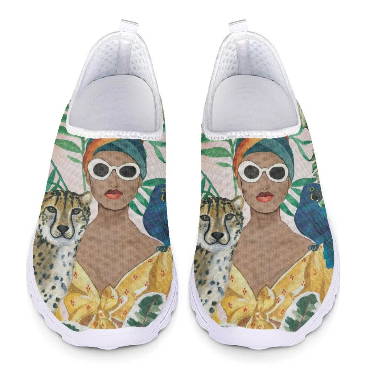 

Fashion New Women Flat Casual Shoes Summer Hot Floral Girls Pattern Print Slip On Outdoor Sneakers Comfort Breathable Mesh Shoes