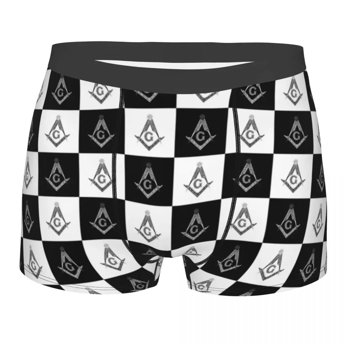 

Мужские черно-белые клетчатые трусы-боксеры Masonic Freemason