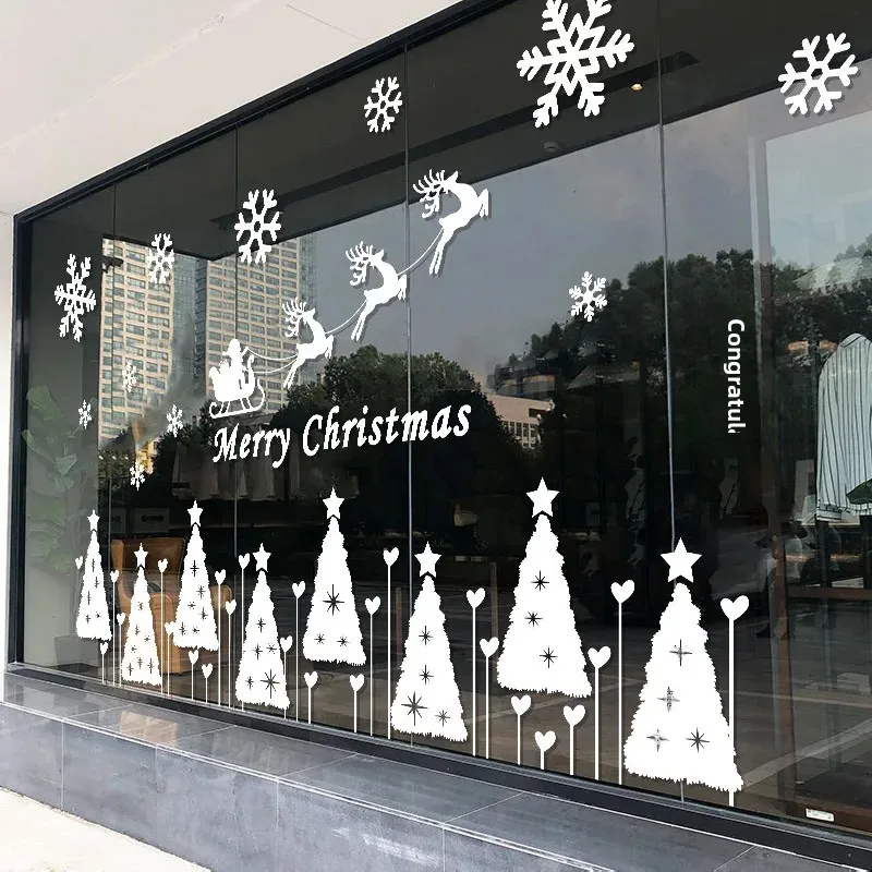 2025 Новогодние рождественские золотые наклейки атмосферное украшение окно