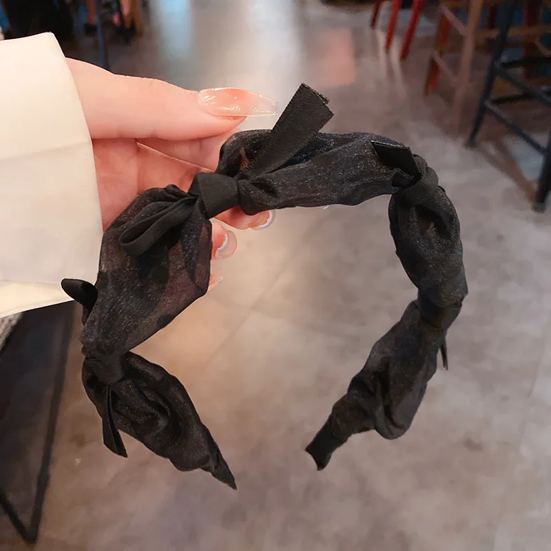 

Trendy Wave Dot Gauze Bow Tie Hair Band Japanese And Korean Style Niche High Skull Top Fashionable Temperament New