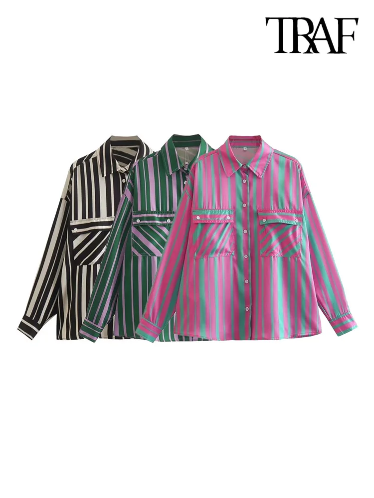 

Блузка женская в полоску, с длинным рукавом, на пуговицах спереди