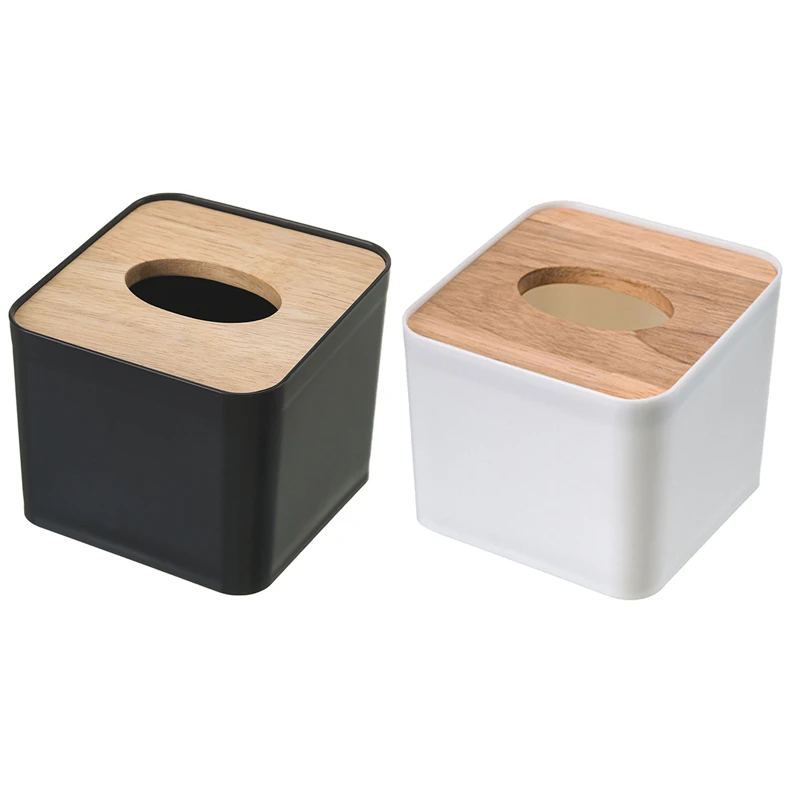 

New Modern Wood Napkin Holder Square Shape Wooden Plastic Tissue Box Case Home Kitchen Paper Holdler Storage Box Accessories
