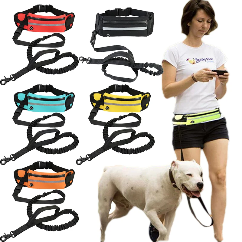 

Pull Leash Running Pack Dog Belt Reflective Fanny Traction Bag Rope Jogging Dog Elastic Set Waist Hands-free Leashes Dog Sport