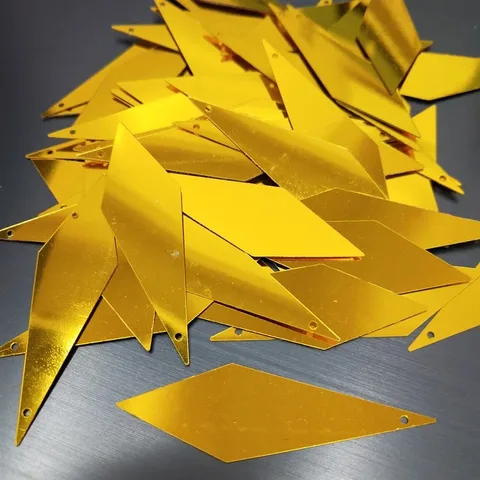 260 шт 15*50 мм большая Алмазная форма свободные большие блёстки для поделок с 1 отверстием шитье DIY Украшение для одежды аксессуары золото/серебро